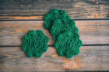 Load image into Gallery viewer, PRE-ORDER: Emerald Floral Inspired Crochet Coasters Set (Set of 4)
