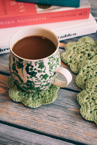 Pistachio Floral Inspired Crochet Coasters Set (Set of 4)
