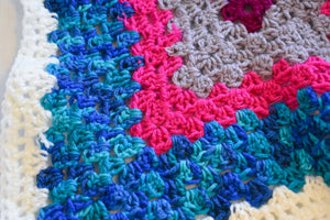 Neon Pink & Bright Gradient Blue Crochet Cat Mat