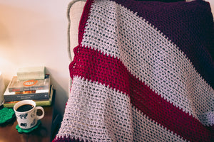 Plum, Lavender, and Cranberry Crochet Throw Blanket