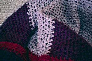 Plum, Lavender, and Cranberry Crochet Throw Blanket