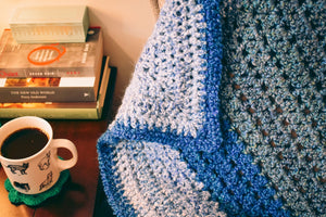 Calming Blues Homespun Crochet Throw Blanket