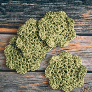 Pistachio Floral Inspired Crochet Coasters Set (Set of 4)