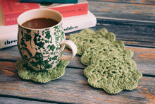 Load image into Gallery viewer, Pistachio Floral Inspired Crochet Coasters Set (Set of 4)
